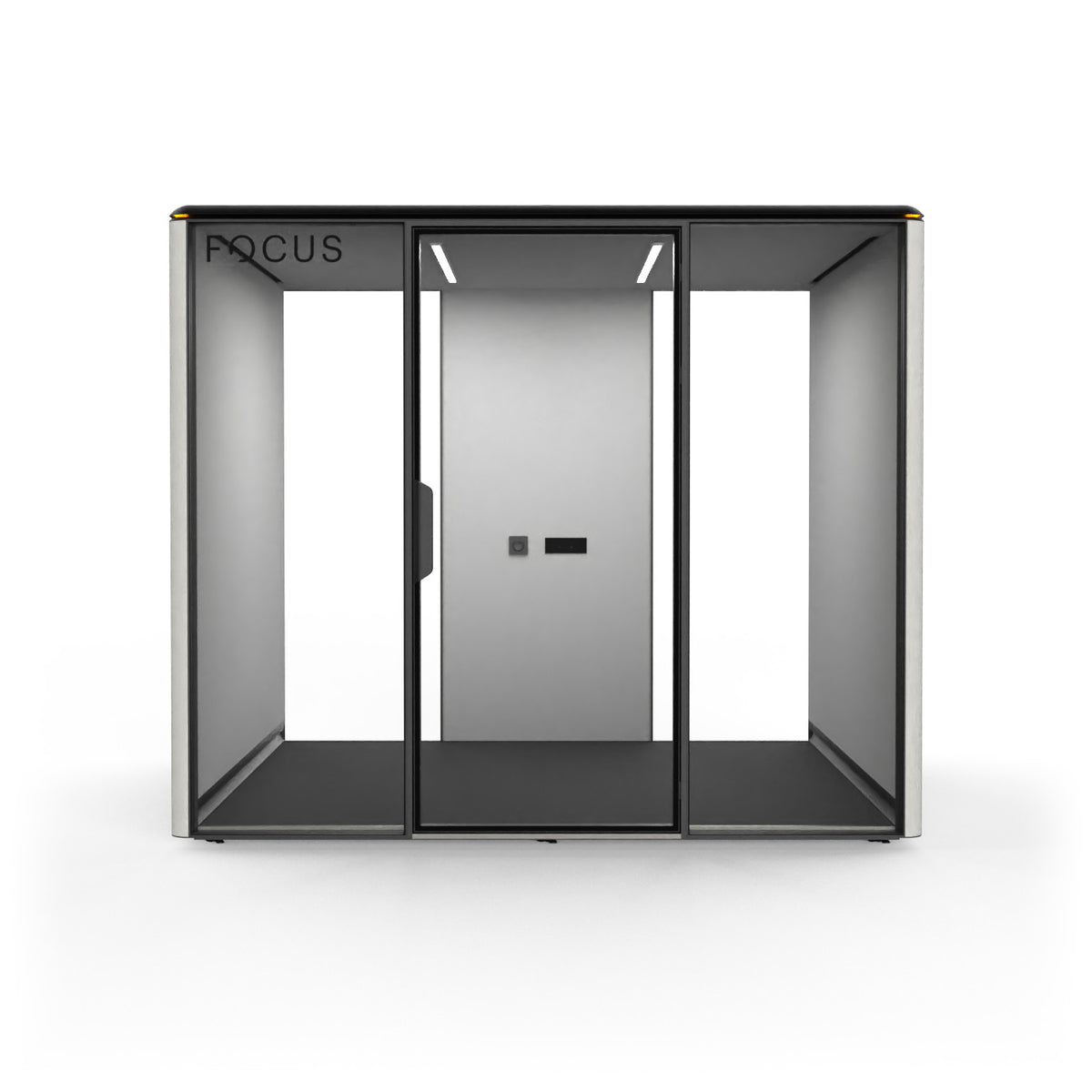 Focus Meet conference room pod in Chalk with no furniture, seen from the front
