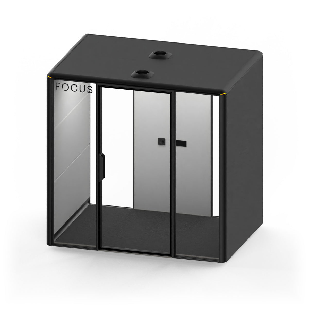 Focus Studio meeting pod in Carbon with no furniture, seen from above