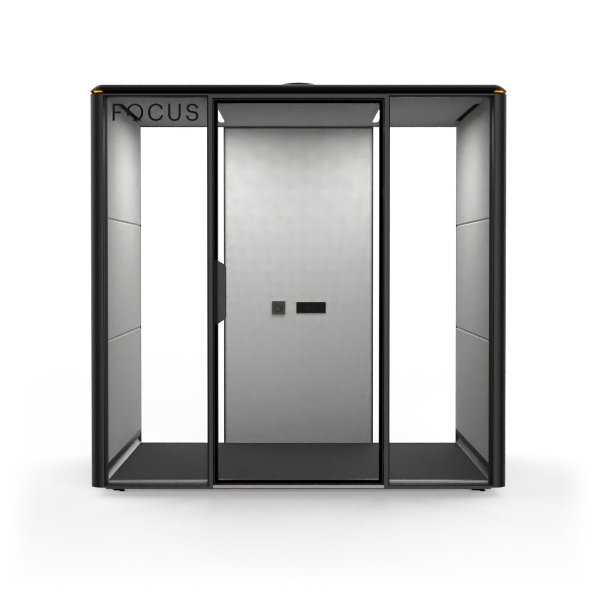 Focus Studio meeting pod in Carbon with no furniture, seen from the front
