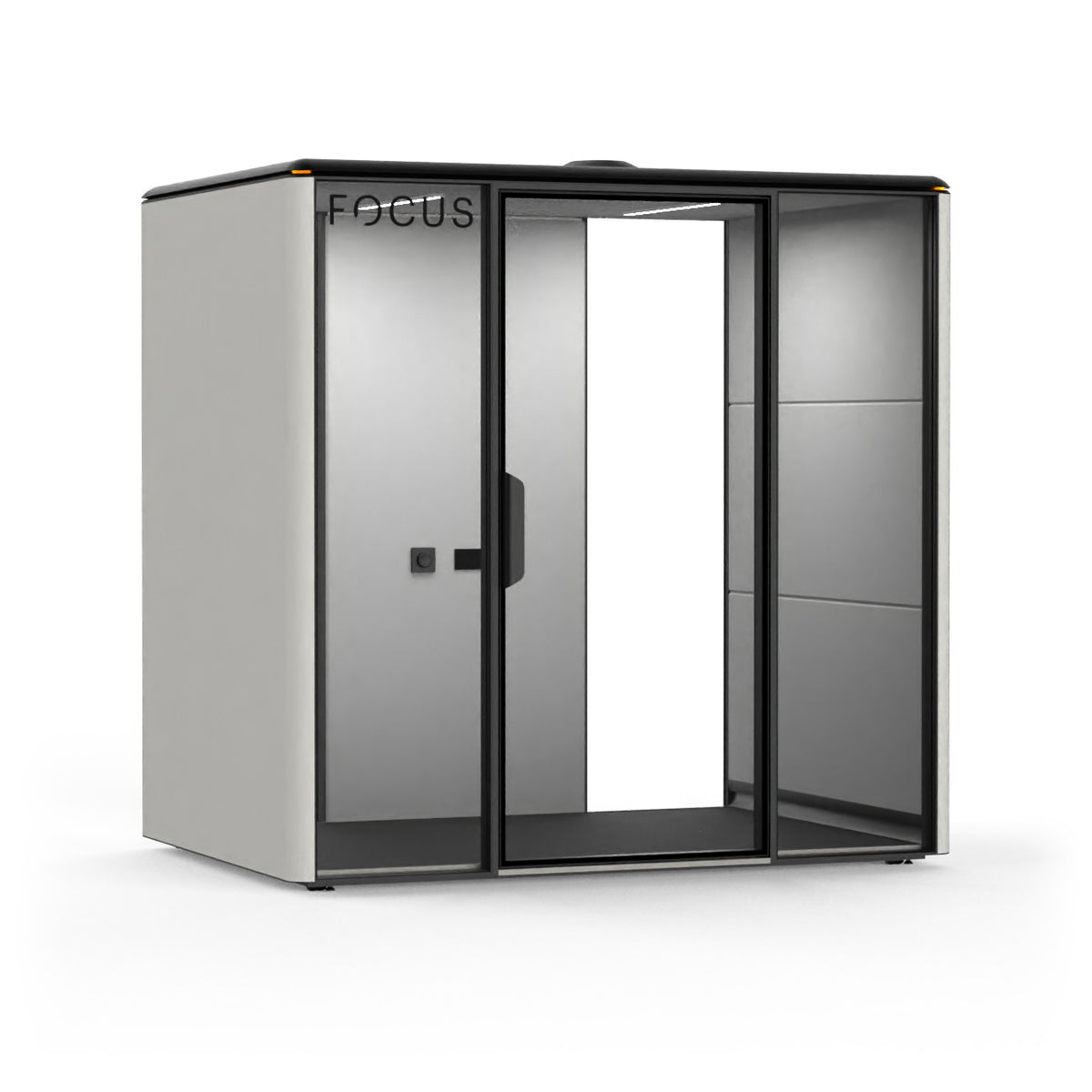 Focus Studio meeting pod in Chalk with no furniture, seen from the front left