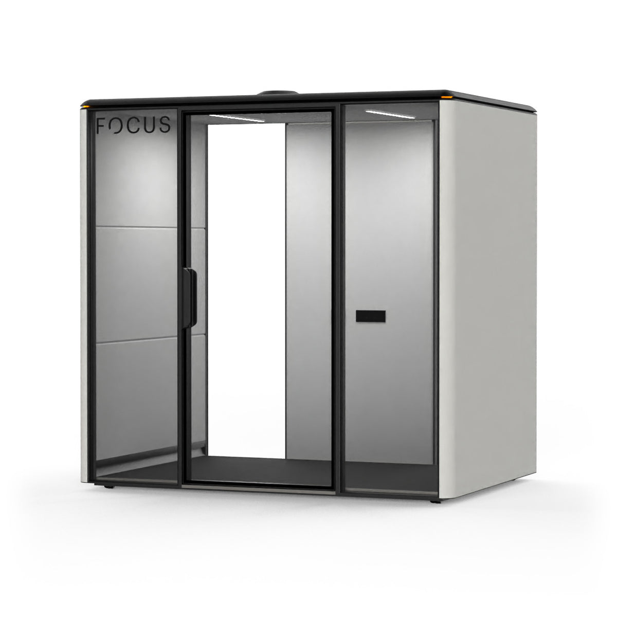 Focus Studio meeting pod in Chalk with no furniture, seen from the front right